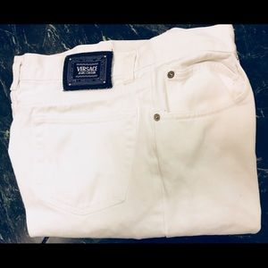 Versace could tour mens white Italian jeans zipper